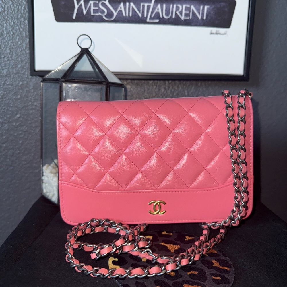 Chanel Pink Quilted Crossbody Bag with Chain Strap